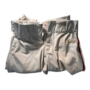 Lot of 2 Nike Youth XL Baseball Pants White Red Piped Boys Team Gear